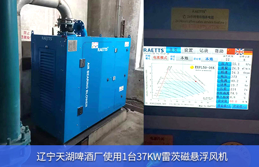 遼寧啤酒廠使用1臺37kw雷茨磁懸浮風(fēng)機(jī)